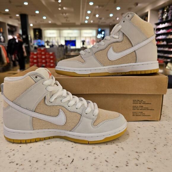 Nike SB Dunk High Pro ISO Orange Label Unbleached Natural / White DA9626 100 - Picture 2 of 9